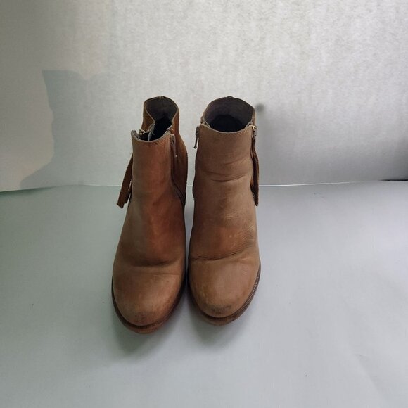Aldo Tan Suede Leather Double Zip Closure Stack Heel Booties Size 8.5(39) - Picture 4 of 8